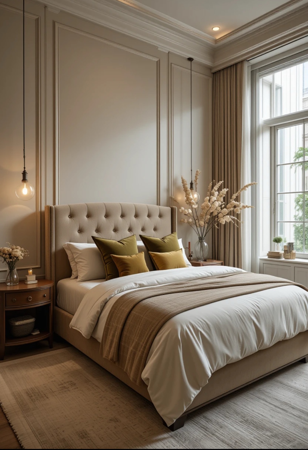 Warm, carefully prepared residential bedroom